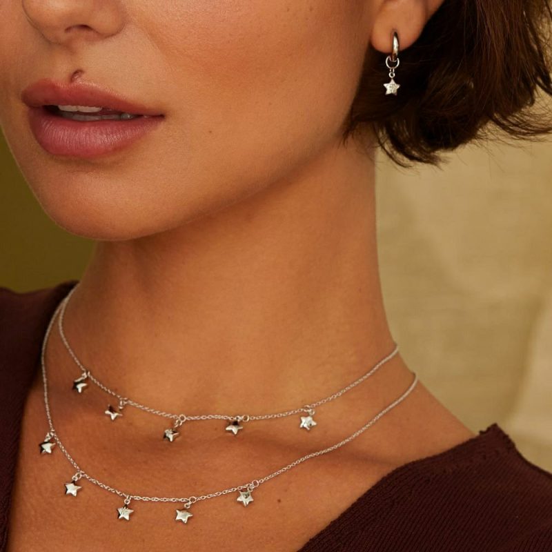 Necklaces & Pendants |   Hot Diamond Silver Star Choker Necklace Dn161 Jewellery Necklaces & Pendants