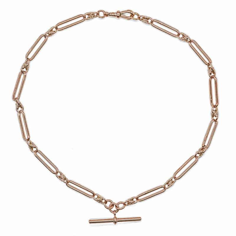 Necklaces & Pendants |   Pre-Owned 9Ct Rose Gold T-Bar Chain Necklace 17″ Jewellery Necklaces & Pendants