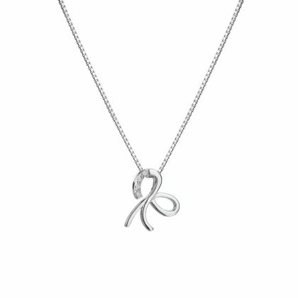 Necklaces & Pendants |   Ribbon Silver Diamond Pendant Dp909 Jewellery Necklaces & Pendants