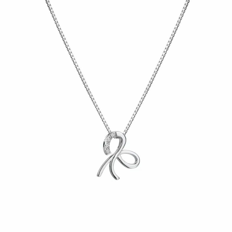 Necklaces & Pendants |   Ribbon Silver Diamond Pendant Dp909 Jewellery Necklaces & Pendants