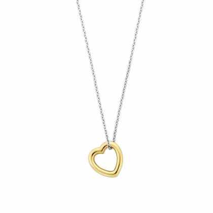 Necklaces & Pendants |   Silver And Gp Heart Necklace 34022Sy/42 Jewellery Necklaces & Pendants