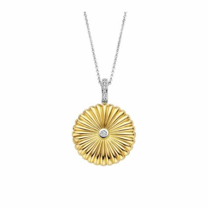 Necklaces & Pendants |   Silver And Yellow Gold Plated Sun Locket With Chain 6797Zy Jewellery Necklaces & Pendants