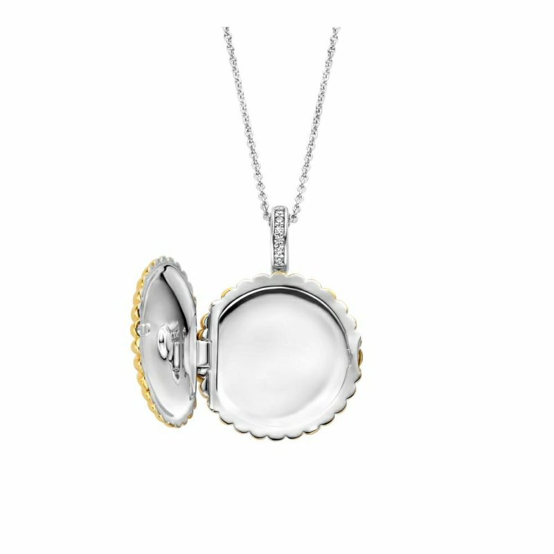 Necklaces & Pendants |   Silver And Yellow Gold Plated Sun Locket With Chain 6797Zy Jewellery Necklaces & Pendants