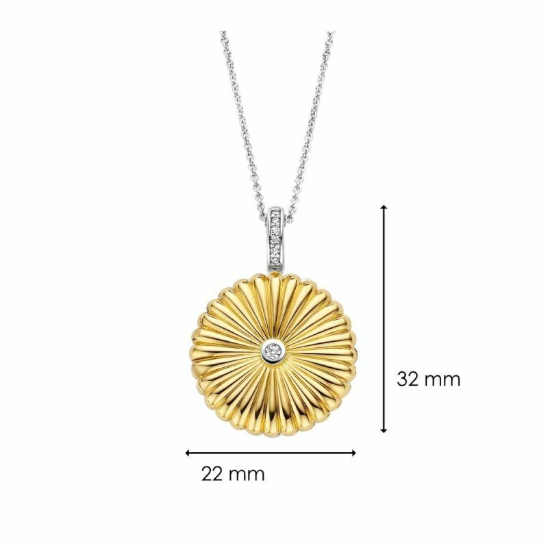 Necklaces & Pendants |   Silver And Yellow Gold Plated Sun Locket With Chain 6797Zy Jewellery Necklaces & Pendants