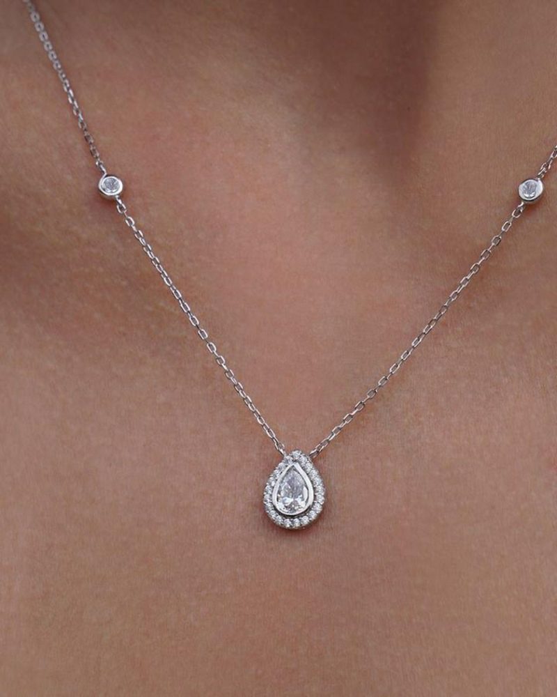 Necklaces & Pendants |   Silver Borderset Emile Pendant Cn925W-Emil Jewellery Necklaces & Pendants