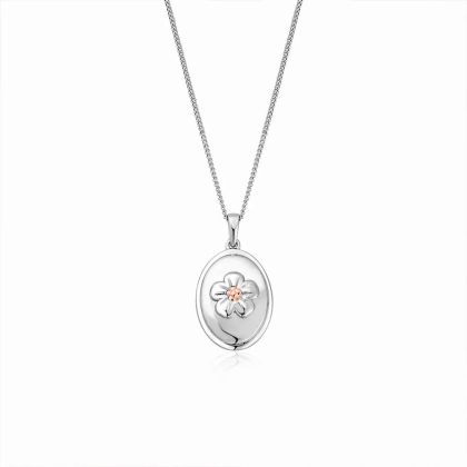 Necklaces & Pendants |   Silver Forget Me Not Oval Pendant 3Sfmn0619 Jewellery Necklaces & Pendants