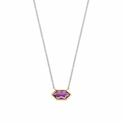 Necklaces & Pendants |   Silver & Gold Plate Amethyst Pendant With Chain 34041Pu/42 Jewellery Necklaces & Pendants