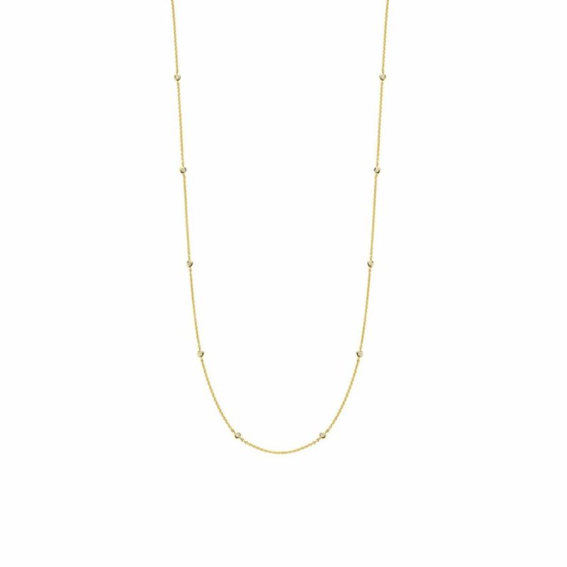 Necklaces & Pendants |   Silver & Gold Plated Cz Rub Set Chain Necklace 34″ 3978Zy Jewellery Necklaces & Pendants