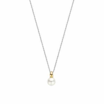 Necklaces & Pendants |   Silver & Gold Plated Pearl Drop Pendant & Chain 34037Yp/42 Jewellery Necklaces & Pendants