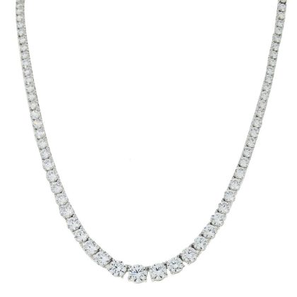 Necklaces & Pendants |   Silver Graduating Brilliant Cut Cz Necklet 19.44Ct Cn925W-Tary Jewellery Necklaces & Pendants