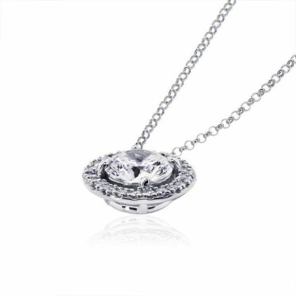 Necklaces & Pendants |   Silver Gwen Classic Border Set Pendant Cn925W-Gwen-W Jewellery Necklaces & Pendants