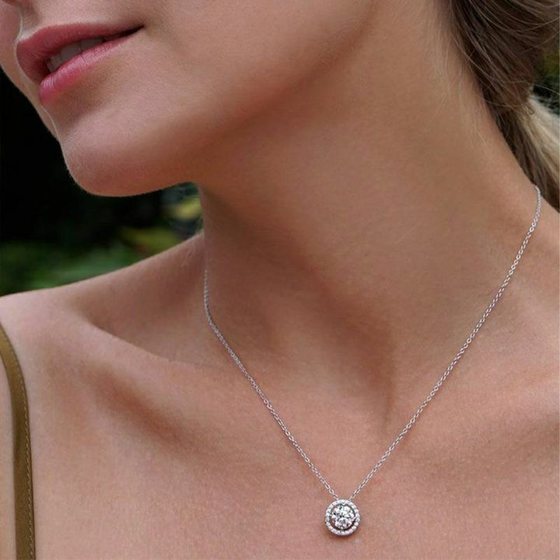 Necklaces & Pendants |   Silver Gwen Classic Border Set Pendant Cn925W-Gwen-W Jewellery Necklaces & Pendants