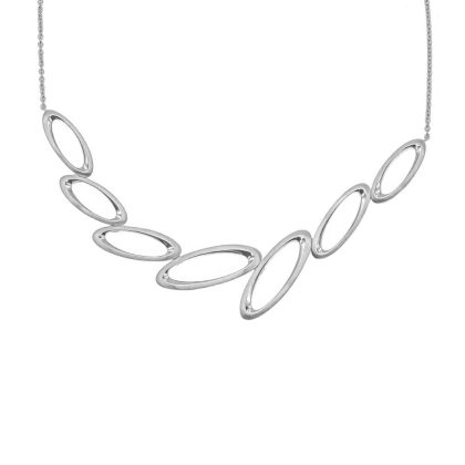 Necklaces & Pendants |   Silver Satin Finished Large Open Oval Loop Necklace Jewellery Necklaces & Pendants