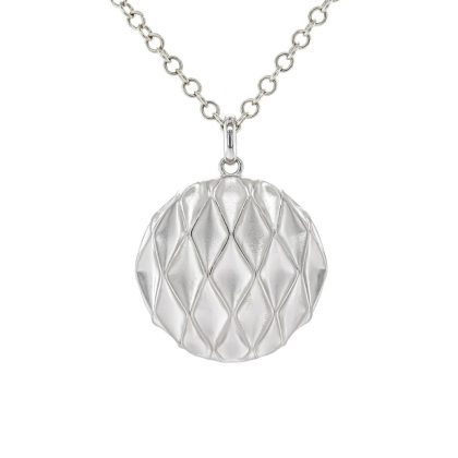 Necklaces & Pendants |   Silver Satin Patterned Round Pendant Jewellery Necklaces & Pendants