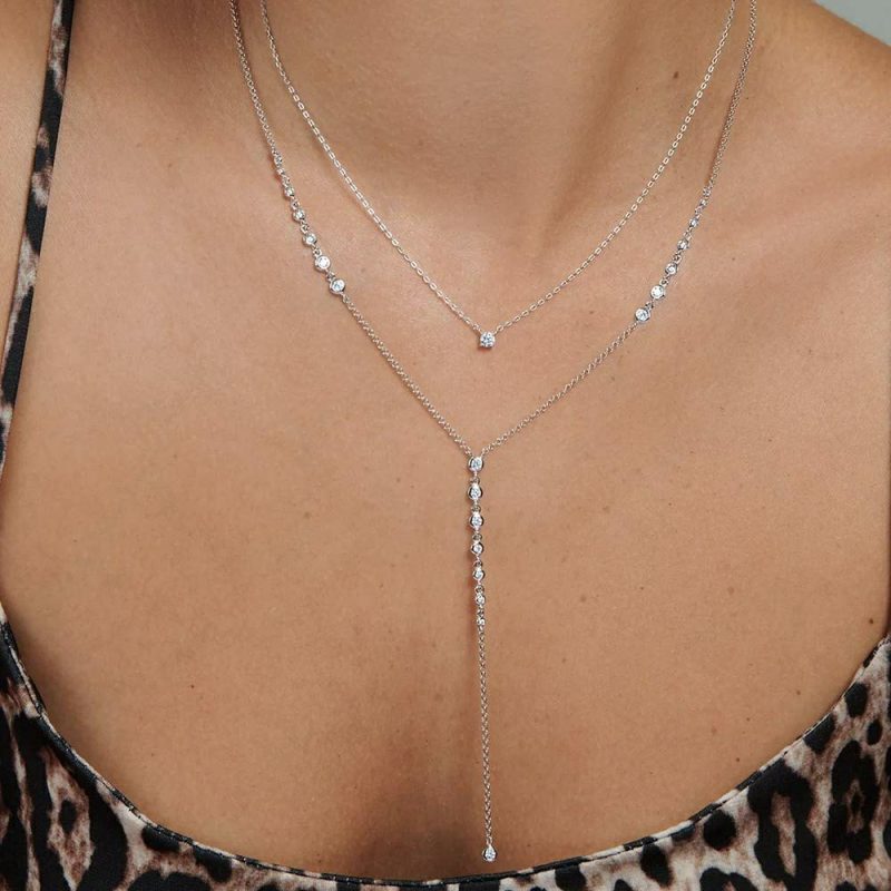 Necklaces & Pendants |   Thiya Necklace White Gold Plated Necklace Cn925W-Thiy-W Jewellery Necklaces & Pendants