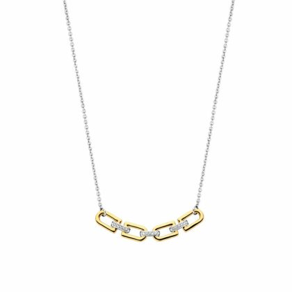 Necklaces & Pendants |   Two Tone Link Cz Necklace 34044Zy Jewellery Necklaces & Pendants