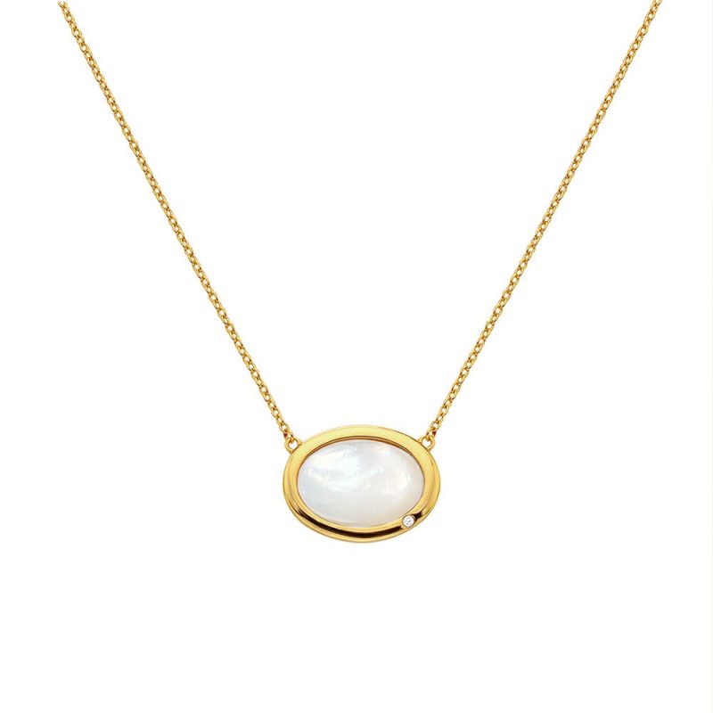 Necklaces & Pendants |   X Gemstones Oval Mop Necklace Dn186 Jewellery Necklaces & Pendants