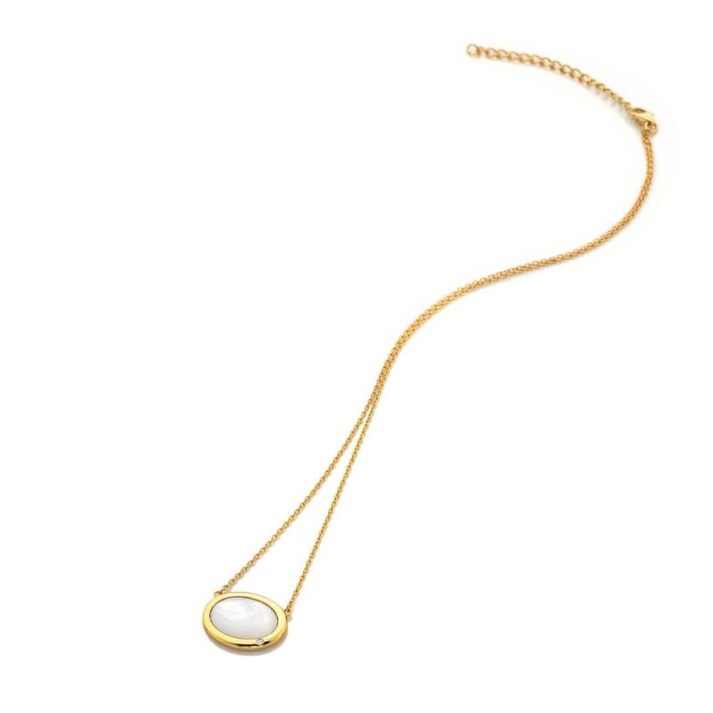 Necklaces & Pendants |   X Gemstones Oval Mop Necklace Dn186 Jewellery Necklaces & Pendants