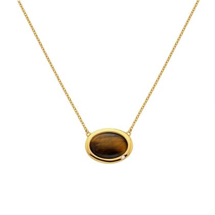 Necklaces & Pendants |   X Gemstones Oval Tigers Eye Necklace Dn188 Jewellery Necklaces & Pendants