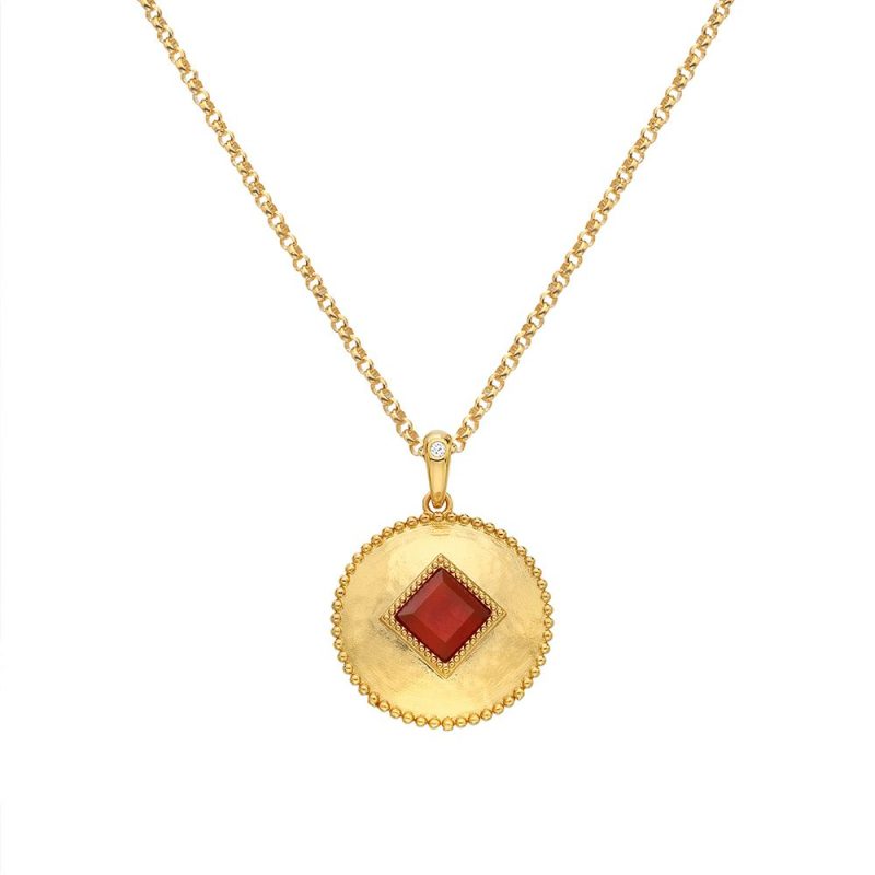 Necklaces & Pendants |   X Gemstones Red Agate Coin Pendant Dp934 Jewellery Necklaces & Pendants