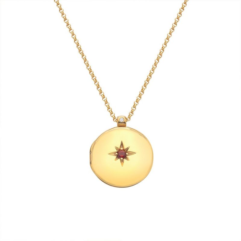 Necklaces & Pendants |   X Gemstones Red Agate Starburst Locket With Chain Dp931 Jewellery Necklaces & Pendants