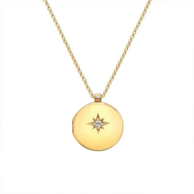 Necklaces & Pendants |   X Gemstones Starburst White Topaz Locket And Chain Dp933 Jewellery Necklaces & Pendants