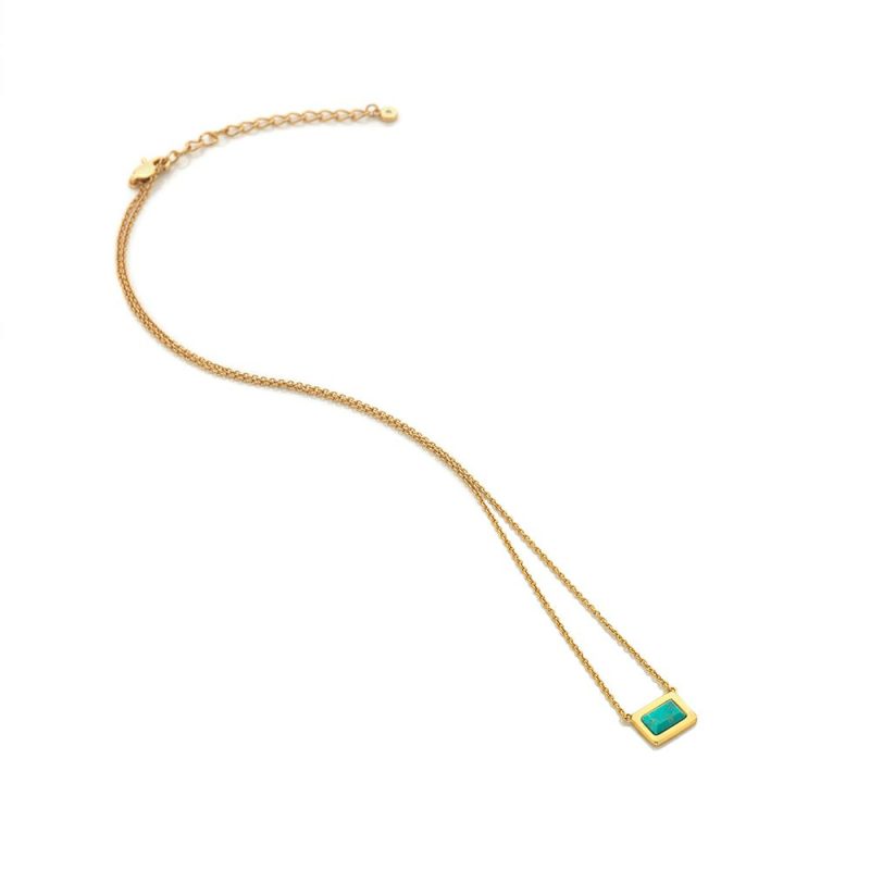 Necklaces & Pendants |   X Gemstones Turquoise Rectangle Pendant Dn179 Jewellery Necklaces & Pendants