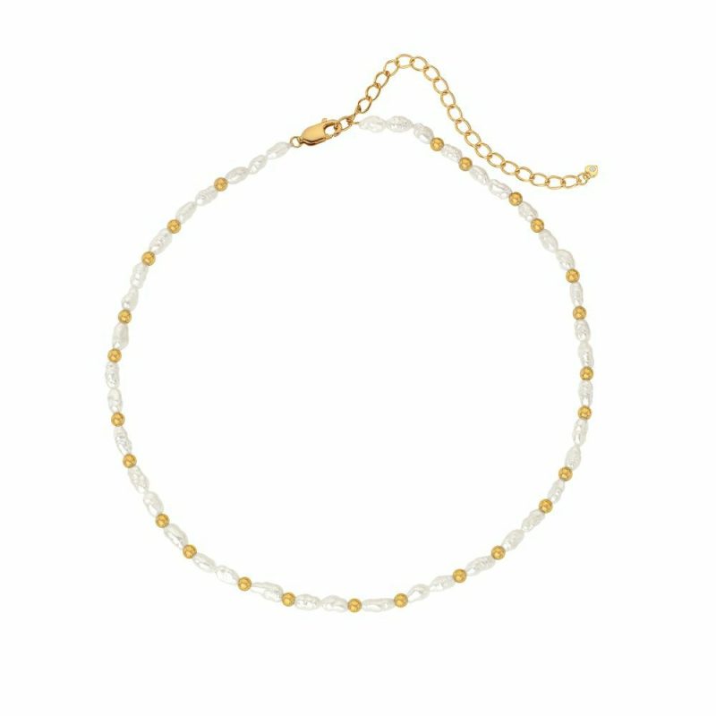 Necklaces & Pendants |   X Jac Jossa Silver And Gold Plated Mother Of Pearl Choker Dn156 Jewellery Necklaces & Pendants