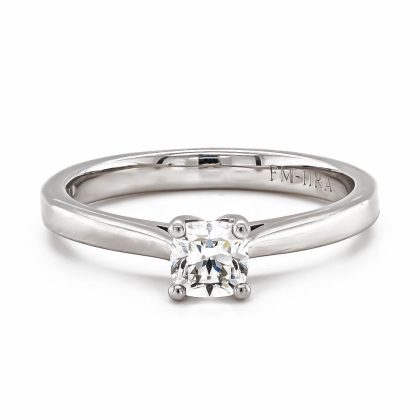 Rings |   18Ct White Gold Cushioned Certificated Diamond Claw Set Ring 0.51Ct Jewellery Rings