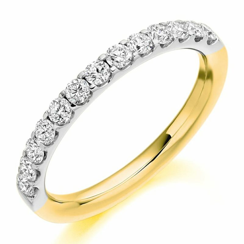 Rings |   18Ct Yellow And White 12 Diamond Claw Set Eternity Ring .50Ct Jewellery Rings