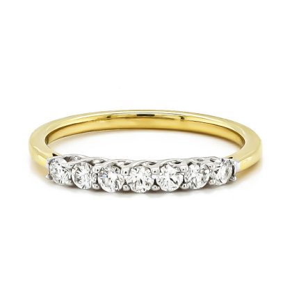 Rings |   18Ct Yellow And White Gold 7 Stone Claw Set Diamond Ring .35Ct Jewellery Rings