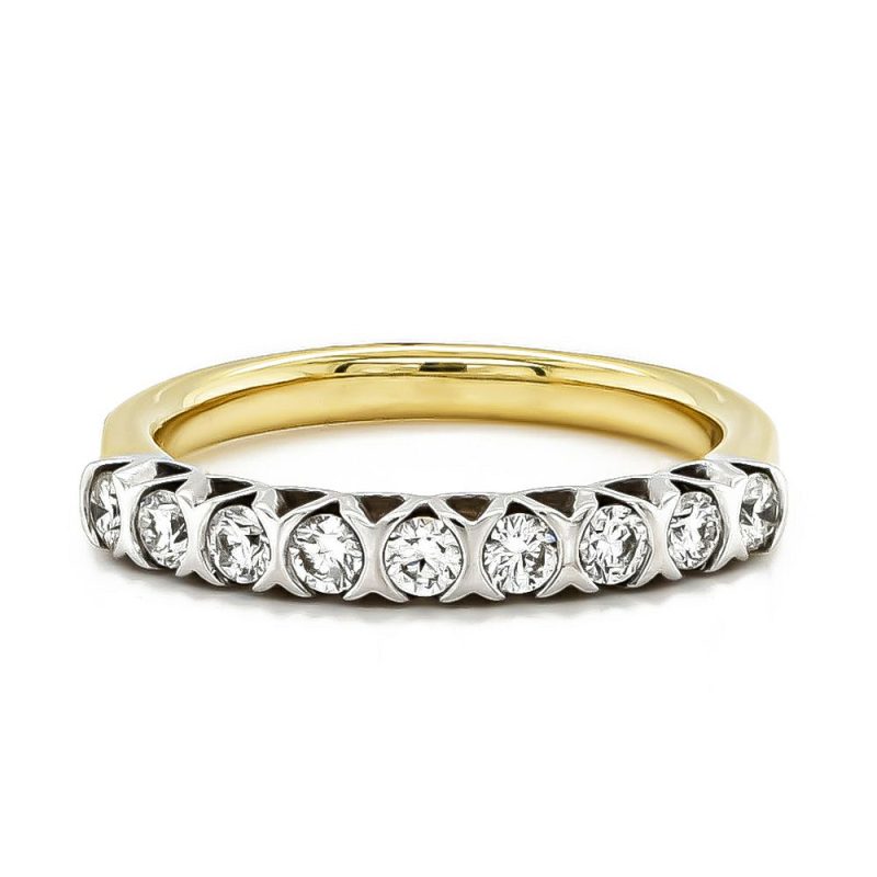 Rings |   18Ct Yellow And White Gold 9 Stone Diamond Set Ring .50Ct Jewellery Rings