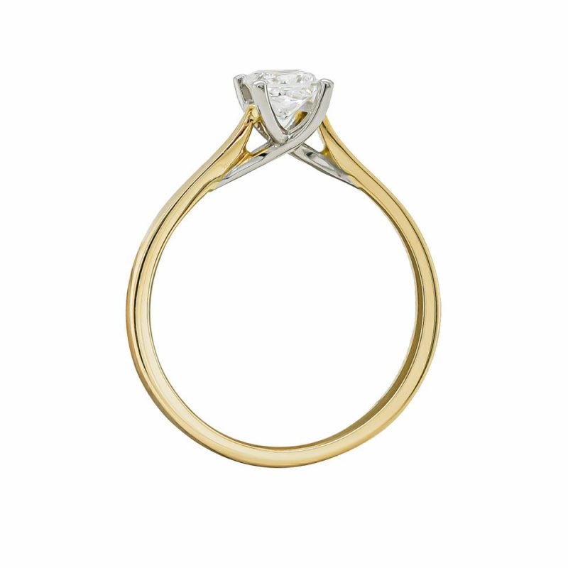 Rings |   18Ct Yellow Gold & Platinum D Colour Certificated Princess Diamond Ring .41Ct Jewellery Rings