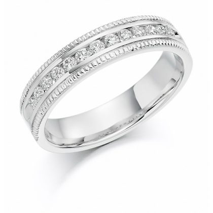 Rings |   9Ct White Gold Diamond Set Millgrain Edged Ring .25Ct Jewellery Rings