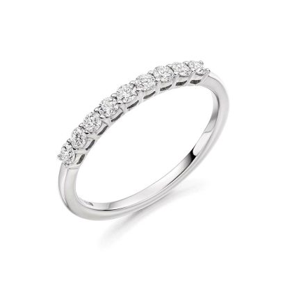 Rings |   Platinum 9 Stone Brilliant Cut Claw Set Ring .33Ct Jewellery Rings