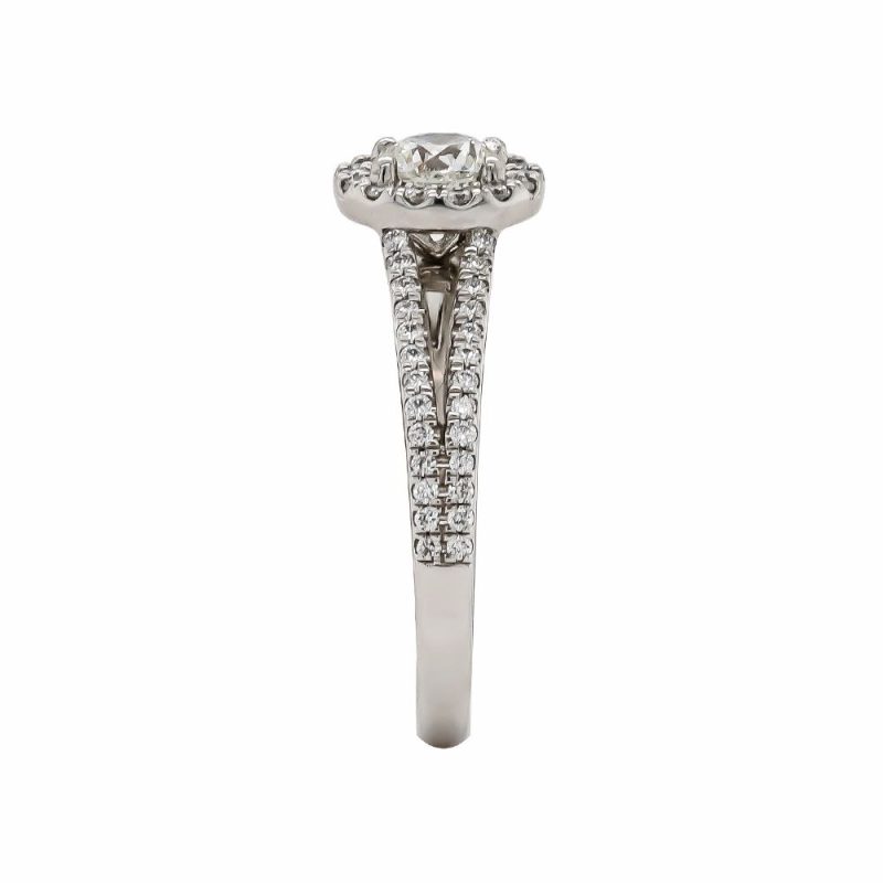 Rings |   Platinum Brilliant Cut Diamond Ring With Diamond Set Shoulders 0.90Ct Jewellery Rings