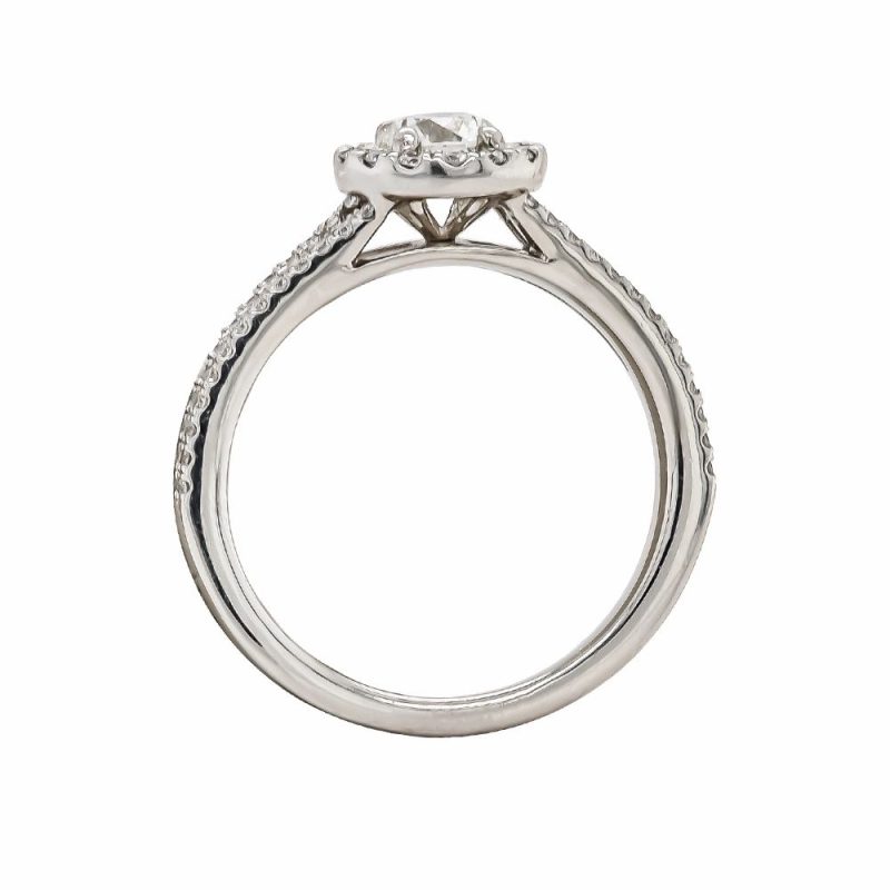 Rings |   Platinum Brilliant Cut Diamond Ring With Diamond Set Shoulders 0.90Ct Jewellery Rings