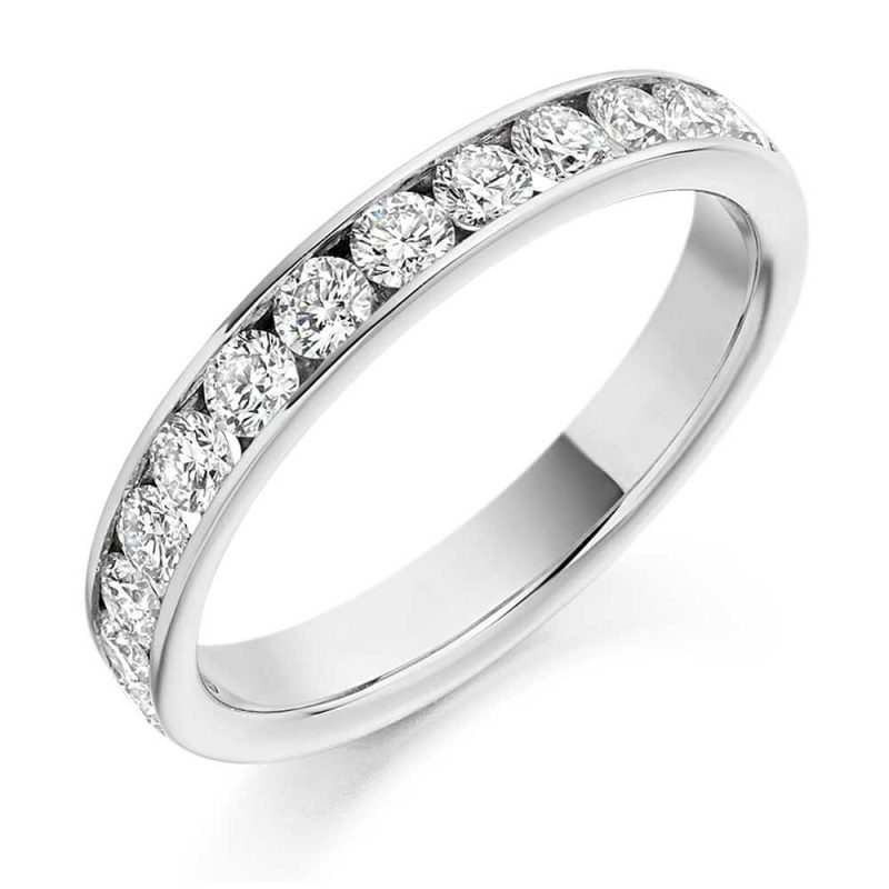 Rings |   Platinum Half Eternity Channel Set Band .75Ct Jewellery Rings