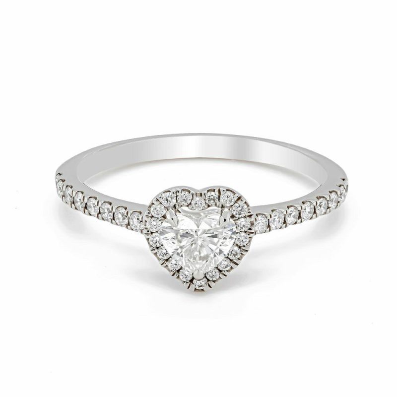 Rings |   Platinum Heart Shaped Diamond Cluster Ring .78Ct Jewellery Rings