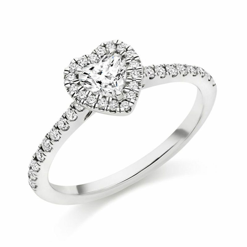 Rings |   Platinum Heart Shaped Diamond Cluster Ring .78Ct Jewellery Rings