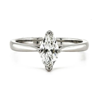 Rings |   Platinum Single Marquise Claw Set Ring . 72Ct Jewellery Rings