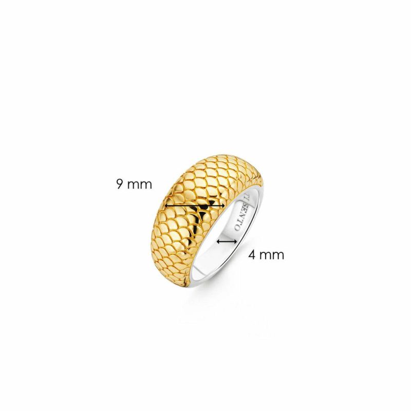 Rings |   Silver/Gold Plated Snake Skin Ring 12162Sy/56 Jewellery Rings