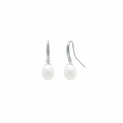 Earrings |   9Ct White Gold Teardrop Cultured River Pearl Hook Fitting Earrings Earrings Earrings