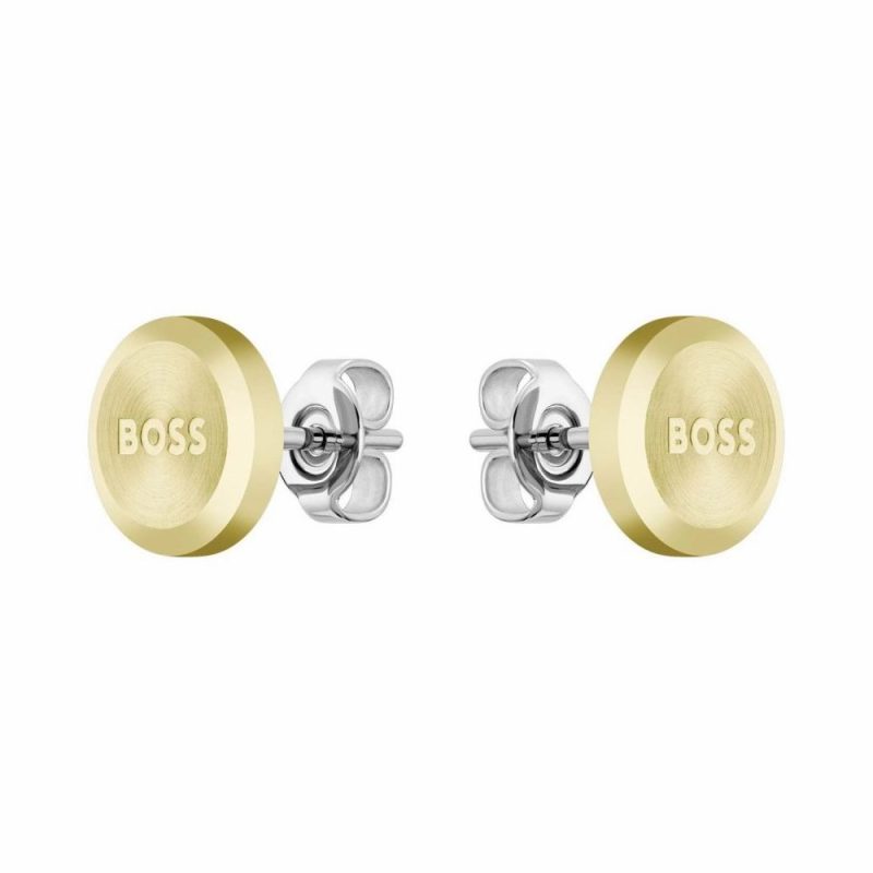 Earrings |   Yann Round Yellow Plated Stud Earrings 1580478 Earrings Earrings