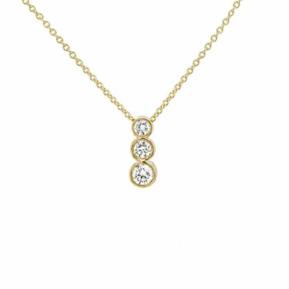 Necklaces & Pendants |   18Ct Yellow Gold Three Stone Diamond Pendant .50Cts Jewellery Necklaces & Pendants